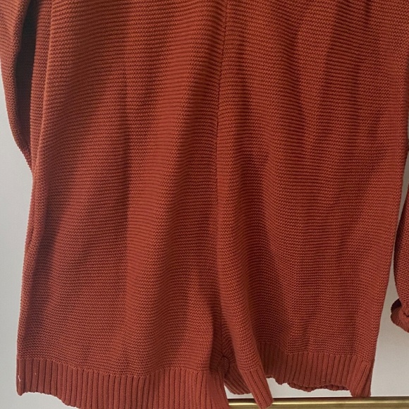 WeWoreWhat Long Sleeved Knit Burnt Orange Sweater Romper Half Button Size S/P - Picture 7 of 9